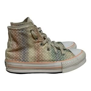 Converse Chuck Taylor All Star High Top Mermaid Scale Girls Size 1Y Pastel Shoes